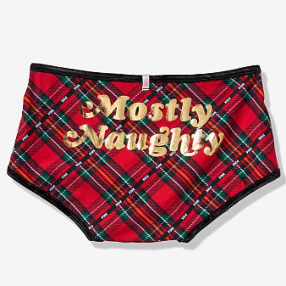 NEW! VS PINK Cotton Shortie Holiday Undies